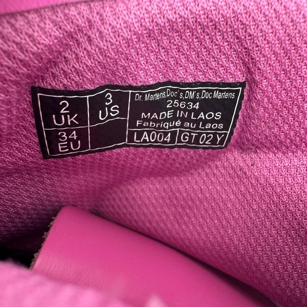 Dr. Martens Kids 1460 Delaney Hot Pink Leather Lace Up Zip Boots 25634 Size 3 US